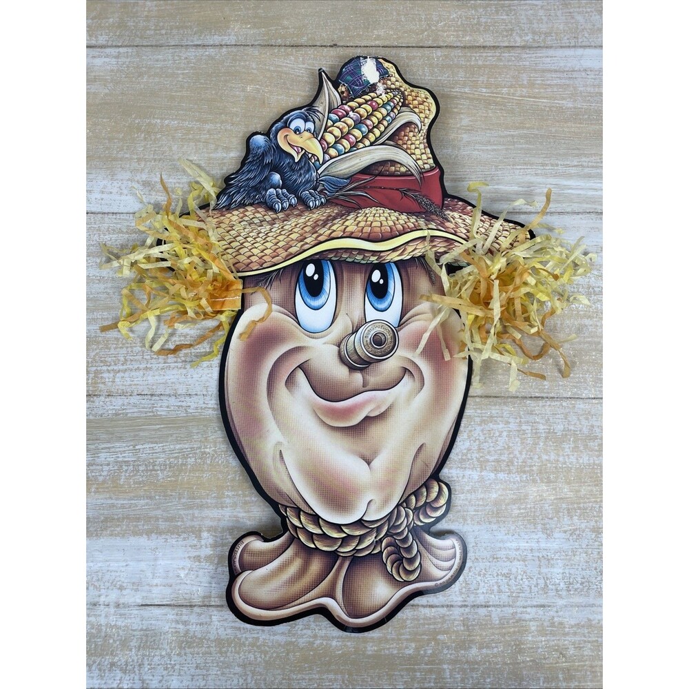 Vintage 1995 Beistle Halloween Wall Decoration Cardboard Die Cut Scarecrow